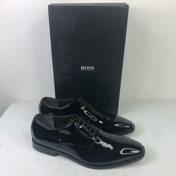 HUGO Boss Highline Patent Oxfords Black Leather